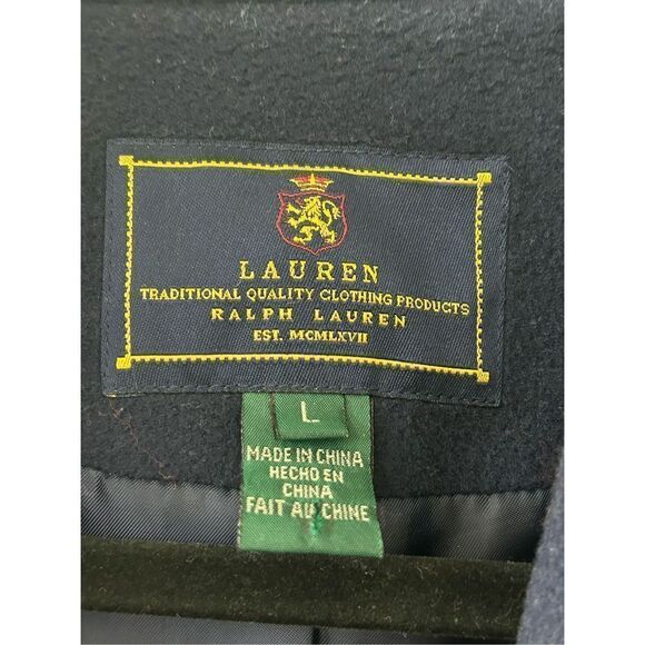 Lauren Ralph Lauren Trech Coat Virgin Wool Cashmere Blend  Navy Women's Large - Picture 6 of 9
